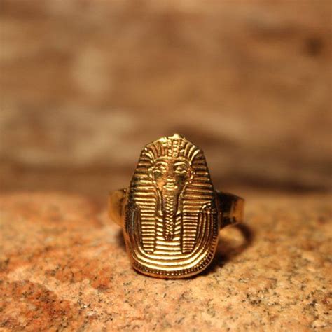 Vintage Egyptian Ring Gold Silver Ring King Tut Sterling Ring Etsy