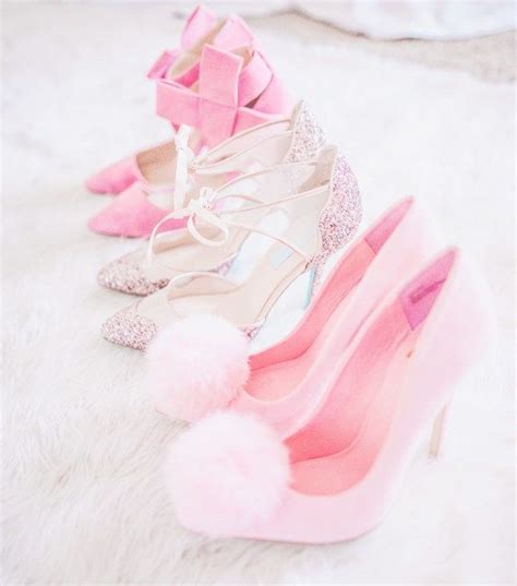 Pin By Imani Lodge On Shoes Pink Heels Pink Glitter Heels Pom Pom Heels