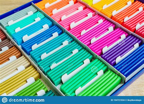 Rainbow Colors Of Modeling Clay Multicolored Plasticine Bars Ina Box