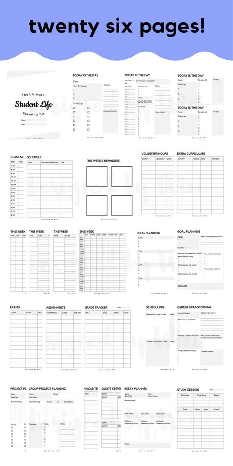 Student Planner Printables Academic Planner College Etsy College