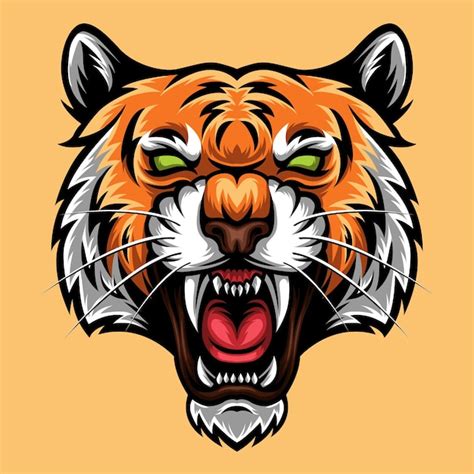 Premium Vector Angry Tiger Head Mascot Vector Illustration