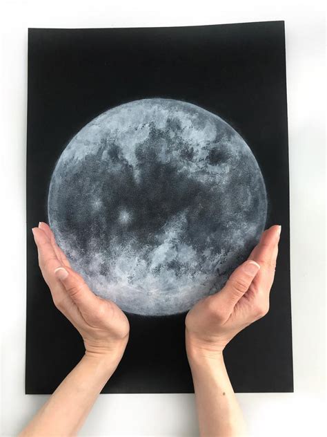 Big Moon Painting Original Artwork Moon Child Moon Phases Etsy Moon