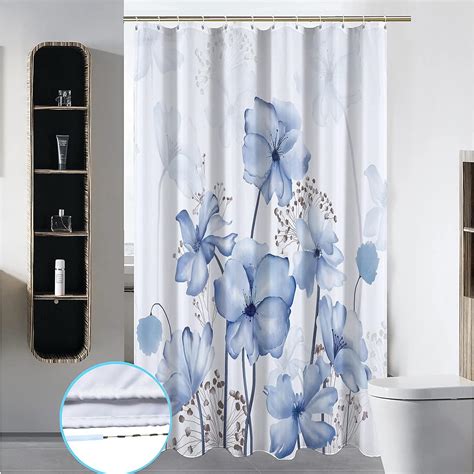 Decoreagy Stall 48x72 Blue And White Floral Shower