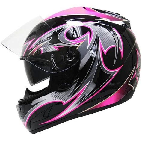 Hawk Womens Dual Visor Blackpink Glossy Full Face Motorcycle Helmet