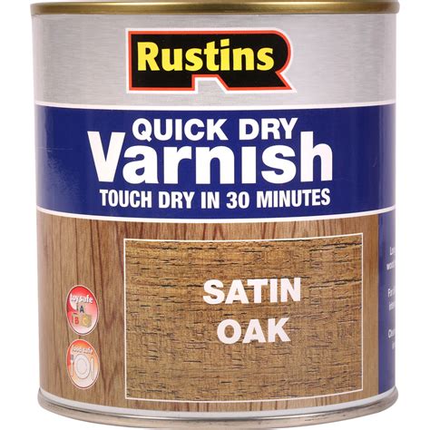 Rustins Quick Dry Varnish Satin 500ml Oak Toolstation