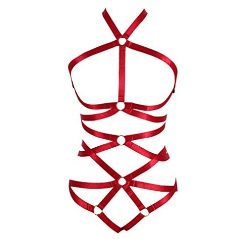 Buy Women Strappy Full Cage Body Harness Lingerie Garter Belt Set Strap Hollow Frame Bra Punk
