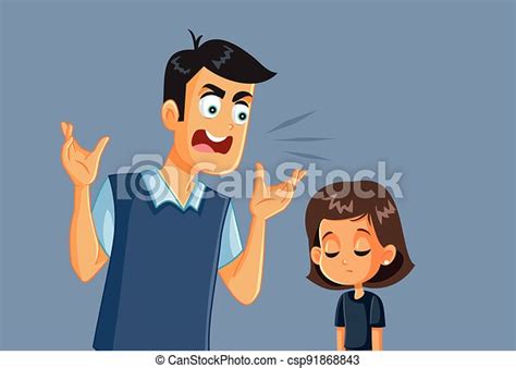 Angry Father Screaming At His Daughter Vector Illustration Parent