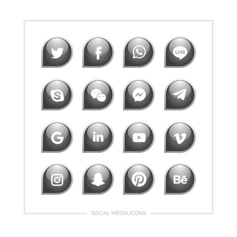 Glossy Round Social Media Icons
