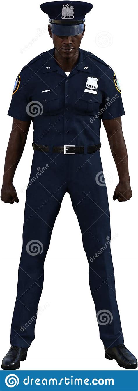 African American Police Officer Isolated Stock Image Illustration Of