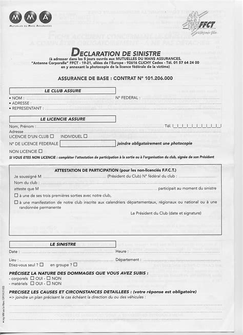 Saturer Papier Jolie Declaration Sinistre Auto Mma Cl Linternet Volcan