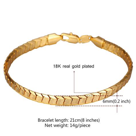 U7 Scale Chain Bracelets For Men Jewelry 18k Real Goldplatinum Plated