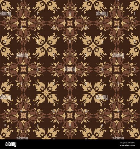 Classic Javanese Batik Pattern With Dark Brown Color And Simple Flower