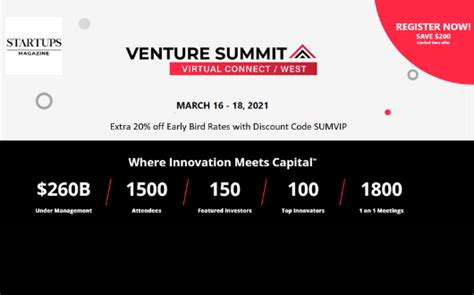 Venture Summit Virtual Connect West Startups Magazine