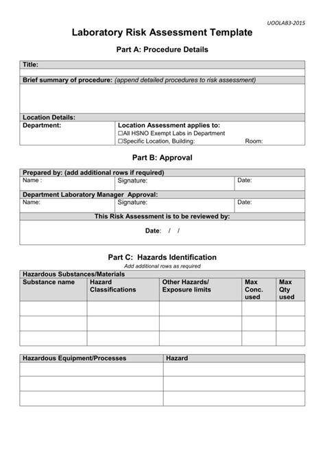 Laboratory Risk Assessment Template Images And Photos Finder