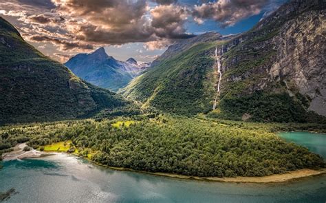 Vikane Norway Valley Mountains Lake Clouds Hd Wallpapers