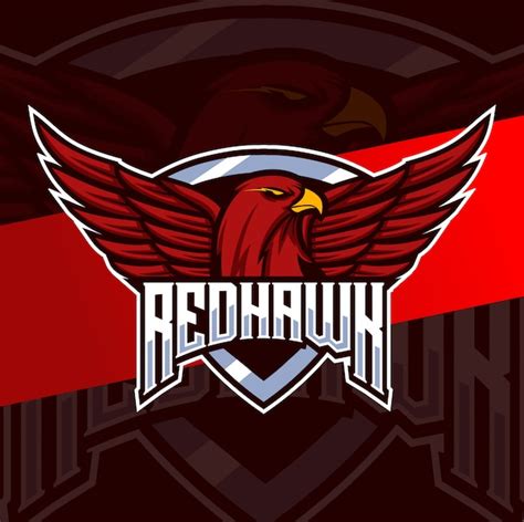 Red Hawk Mascot Esport Logo Design Premium Vector