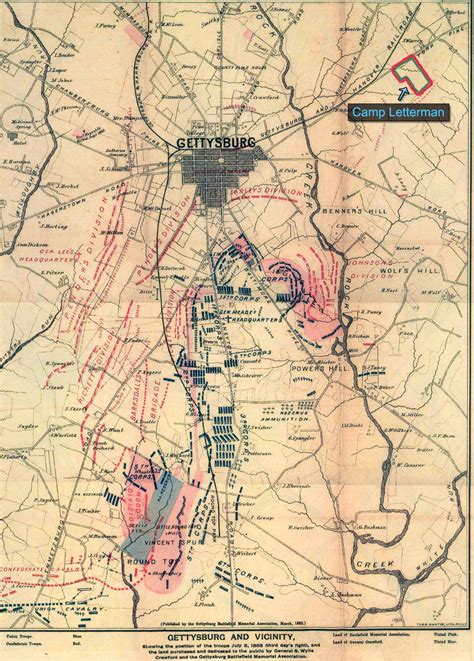 This Map Of The Gettysburg Battlefield On July 3 1863 Also Shows Camp