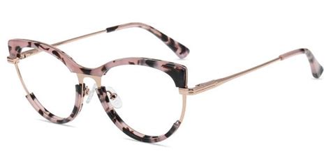 Women Glasses Medium Tm22357 Pink Pattern Rose Gold Metal Acetate Cat