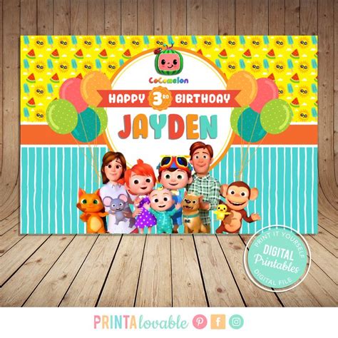 Banners And Signs Party Décor Cocomelon Birthday Party Backdrop Digital