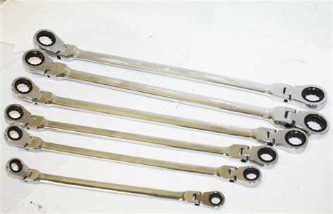 6pc Extra Long Flexible Double End Ratchet Ring Spanner Wrench Set