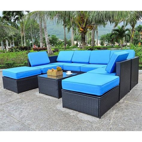 Shop Mcombo Outdoor Patio Black Wicker Furniture Sectional Set All