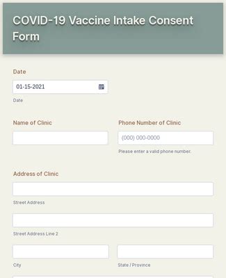COVID Vaccine Intake Consent Form Template JotForm