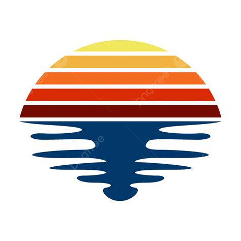 Cute Sunset Beach Logo Vector Sunset Logo Retro Color Palette Png