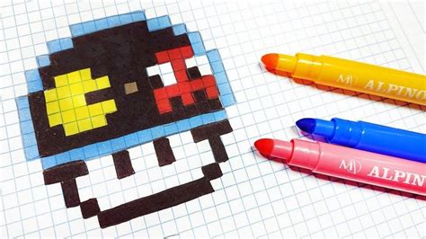 Pixel Art Hecho a mano - Cómo dibujar una seta Pacman | Dibujos en