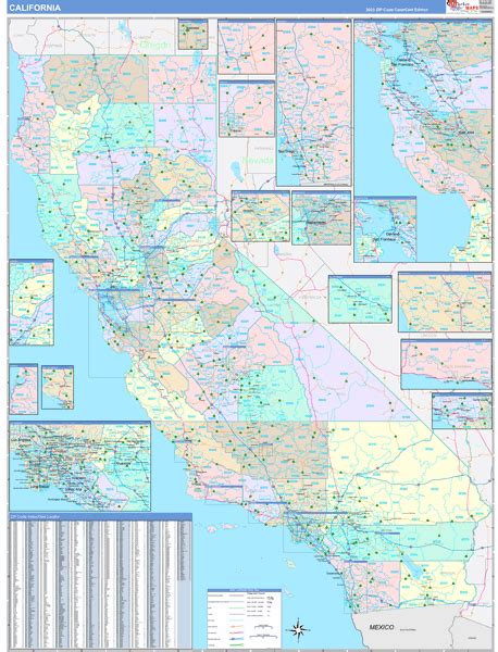 California Laminated State Wall Map Laminated California Wall Map