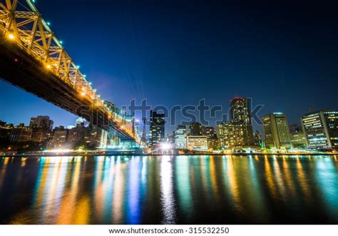 Queensboro Bridge Manhattan Skyline Night Seen Stock Photo Edit Now