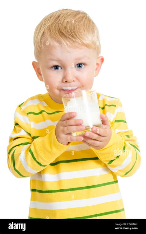 Child Drinking Milk From Glass Stock Photo Alamy