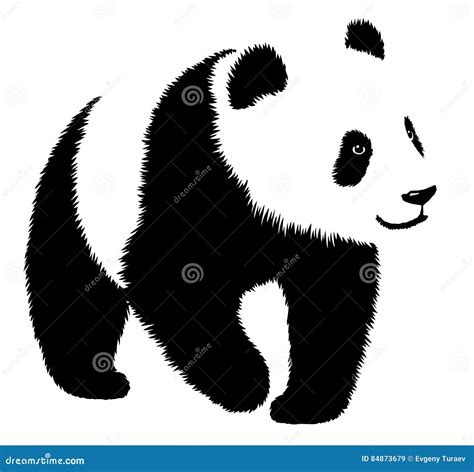 Black And White Linear Paint Draw Panda Illustration Stock Illustration
