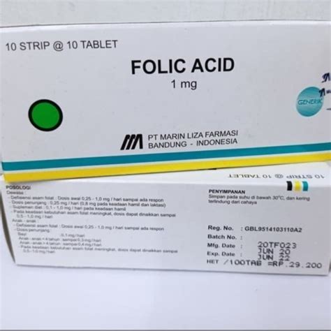 Jual Folic Acid 1mg Suplemen Perbox 10 Strip X 10 Tab Di Lapak Toko