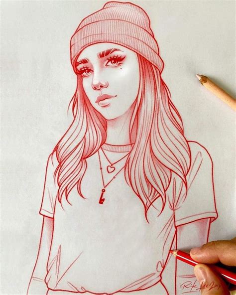 By Rikleeillustration Girl Drawing Sketches Illustration Sketches