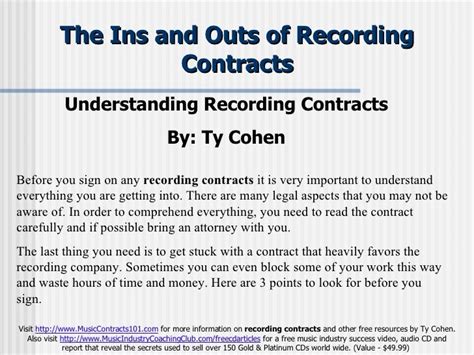 The Ins And Outs Of Recording Contracts