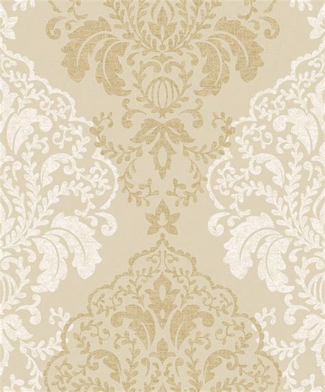 Glitter Damask Quality Wallpapervinyl Finish Gold Gold Embossed