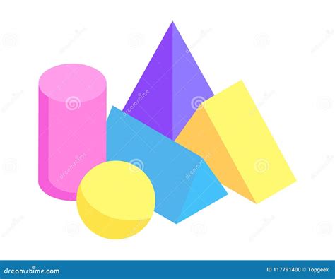 Different Geometric Prisms Collection Color Banner Stock Vector