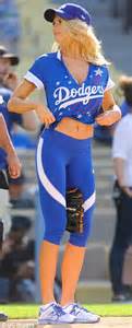 Charlotte Mckinney Hits A Home Run At Dodgers Hollywood Stars Game Daily Mail Online