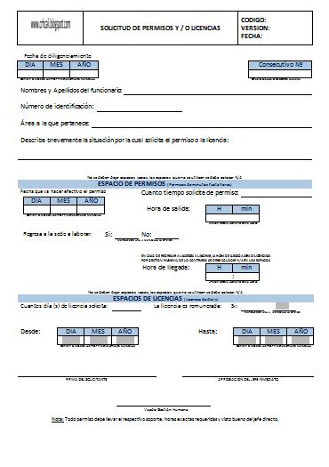 Formato De Permiso De Ausencia Laboral