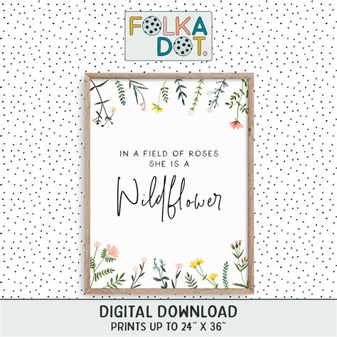 Wildflower Quote Printable Wall Art Inspirational Quotes Etsy Uk