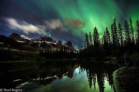 Northern Lights Over The Rocky Mountains Canada Northern Lights