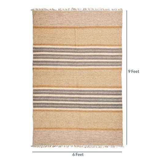 Buy Brown Jute Hand Woven 6 X 9 Feet Dhurrie By Art India Online