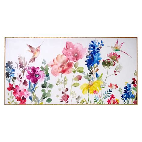 47x24 Flower Garden Embellished Framed Canvas At Home Large Framed