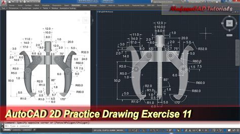 Autocad 2d Practice Drawing Exercise 11 Basic Tutorial Youtube