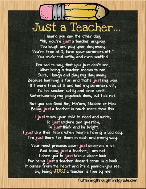 Just A Teacher Teacher Poems Poem And Teacher