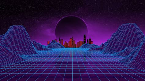 Hd Wallpaper Purple Vaporwave 1980s Night Virtual