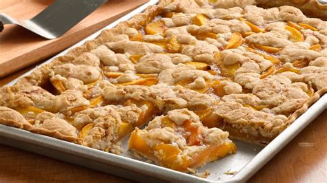Place one pie crust in a 9 pie place. Peach Slab Pie recipe from Pillsbury.com