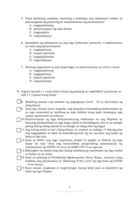 Filipino 7 Modyul 2 Kuwentong Bayan Mga Pahayag Sa Pagbibigay Ng