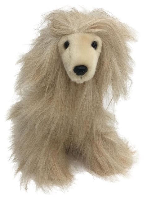Luxe Long Fuzzy Tan Fur Afghan Hound Dog 10 Inch Stuffed Animal Plush