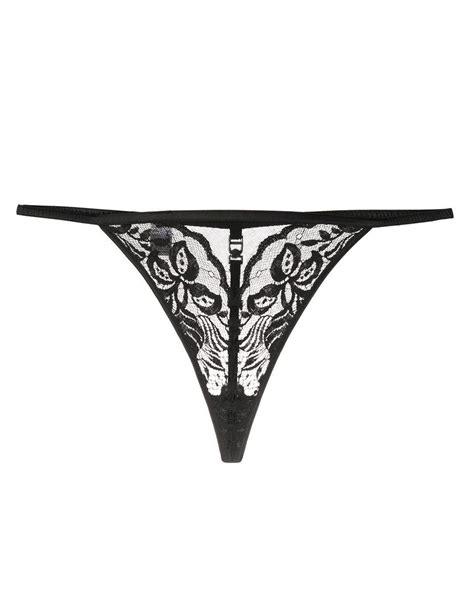 dior floral lace monogram detail thong in black lyst